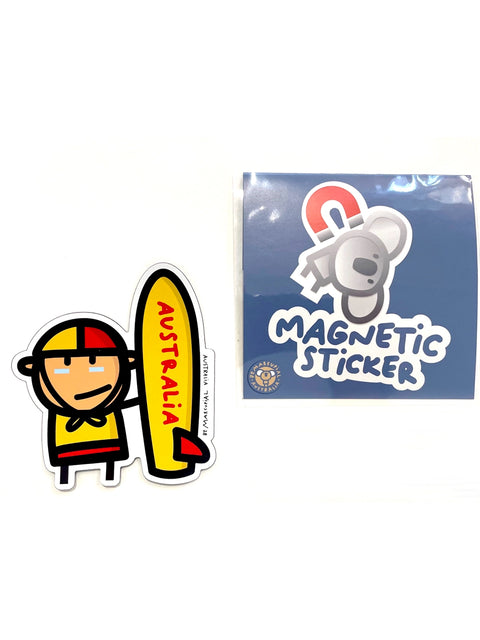 Magnetic sticker with an Australian little surf lifesaver