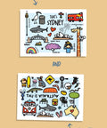 postcards with bold illustrations about  Sydney and Australia icons